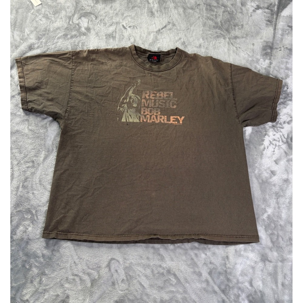 Zion Rootswear Bob Marley Rebel Music T Shirt Mens 2X Brown Lion Judah Graphic